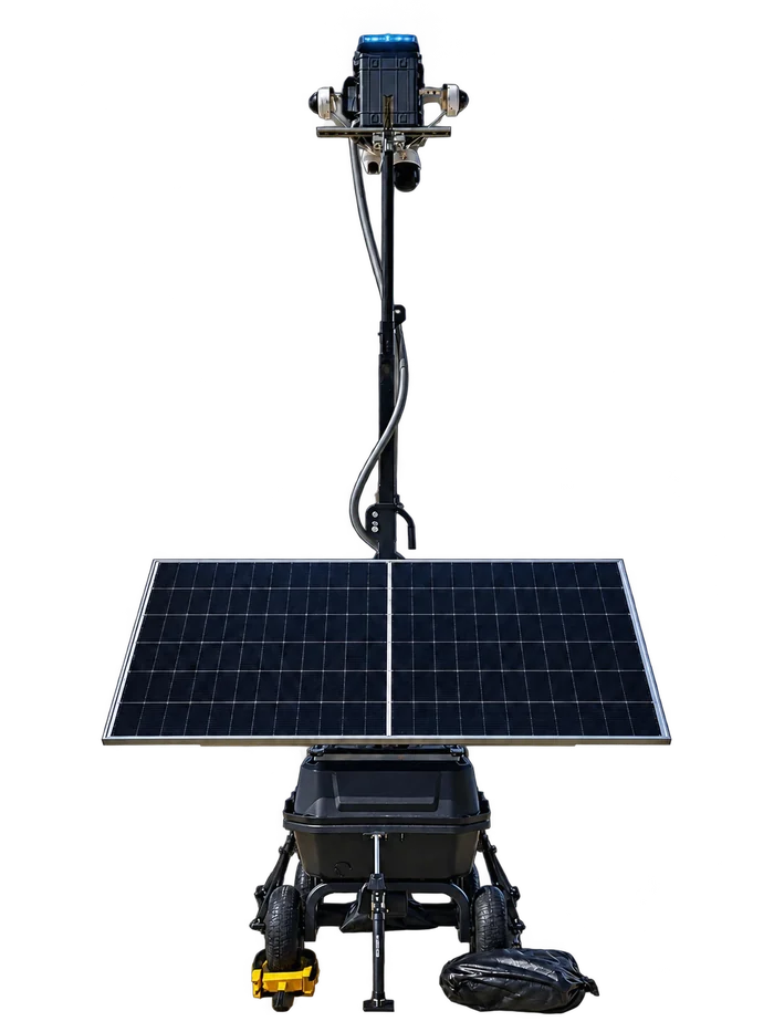LOBO tower, front view, mast raised.